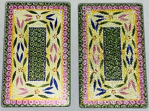 2 Temp-Tations OLD WORLD CONFETTI 7" TEMPERED GLASS RECTANGULAR TRIVETS - Picture 1 of 2