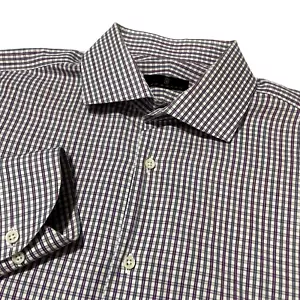 Ike Behar 17 1/2 Button up Check Pattern Pink Green White - Picture 1 of 7