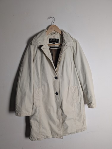 OFF WHITE Cappotto parka Barbour donna MacCotton Georgia panna bianco sporco taglia 14