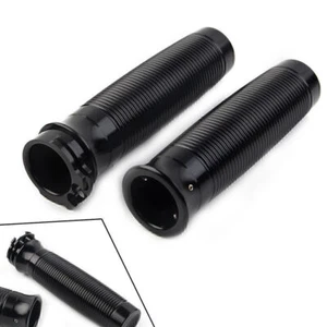 1'' Motorcycle Black 25mm Handlebar Hand Grips Fit Harley Bobber Chopper Pair mo - Picture 1 of 11