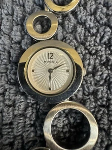 Fossil Women ES-1623 Silver Tone Sunburst Circle Link Band Quartz Watch 6 1/2" - Picture 1 of 4