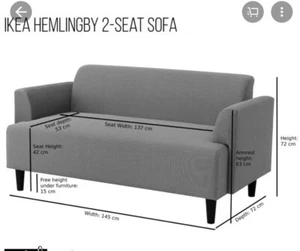 IKEA HEMLINGBY 2-seat sofa, grey blue - Picture 1 of 3