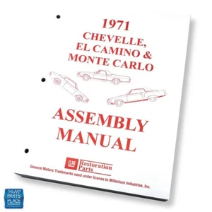 Chevelle El Camino Montecarlo 1971 montaje de fábrica GM manual cada uno - Imagen 1 de 4