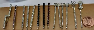 VINTAGE BARRETTES LOT GLASS RHINESTONE BOBBY PINS NEW OLD STOCK LOT14BP - Picture 1 of 2