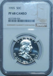 1955 NGC PR68CAM Cameo Proof Strike Franklin Half Dollar - Picture 1 of 2