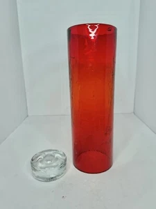 Vintage MCM Blenko Glass Tangerine 990 Hurricane Shade & 990a Candle Holder - Picture 1 of 5