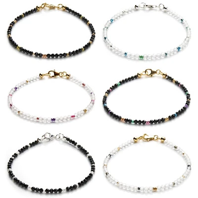 Spinell Armband - Bergkristall Armband 3mm - mit Glasperlen Miyuki - 925 Silber - Bild 1 von 4