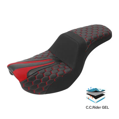 Asiento de gel para conductor pasajero negro + rojo apto para Harley Fat Bob FXDF Street Bob 06-17 Foto 1 de 4