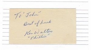 SIGNED 3x5 INDEX CARD OF KEN WALTERS (DECEASED 2010)! GREAT AUTOGRAPH! - Picture 1 of 1