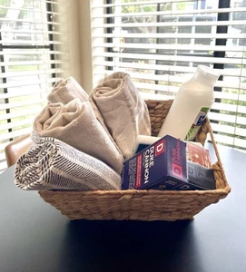 Woven Wicker Hyacinth Basket With Handles - Picture 1 of 3