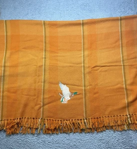 Manta De Colección Tres Wavers Bordada Pato Tejida a Mano Lana Virgen 70x50" - Imagen 1 de 10