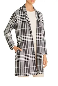 T Tahari Women’s Plaid Print Black/White Jacquard Model “Coatigan” Size XL BNWT - Picture 1 of 13