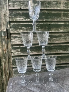 Set Of 6 Vintage Crystal Wine Glasses Christmas Toasts - Picture 1 of 6
