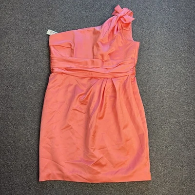 DAVIDS BRIDAL Women's 14 Pink Guava One Shoulder Satin Dress Bridesmaid Formal - Image 1 of 4