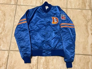 Vintage 80s Starter NFL Denver Broncos Satin Bomber Jacket Medium Blue USA Euc - Bild 1 von 9