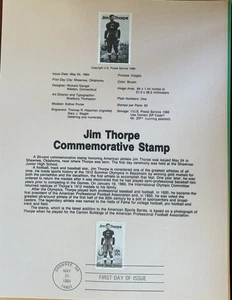 USPS Souvenir Page 2089 Jim Thorpe Fútbol Olímpico Indio Shawnee Oklahoma  - Imagen 1 de 1