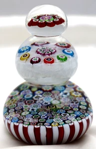 Scarce Triple Decker PARABELLE Stave Basket Millefiori Art Glass PAPERWEIGHT - Picture 1 of 9