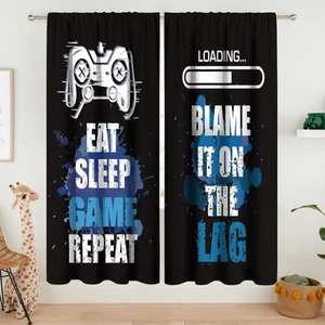 Boys Gamer Curtains 42W x 63H Inch Rod Pocket Gaming Decor for Teens Bedroom ... - Picture 1 of 6