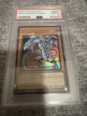 Blue-Eyes White Dragon Yugioh 2024 KC01-EN004 Ultra Rare PSA 10 - Image 1 of 2