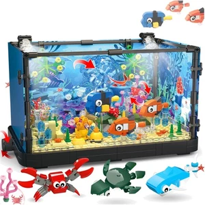 STEM-Friendly 725-Piece Aquarium Set with Rotating Jellyfish & Night Lights - Picture 1 of 7