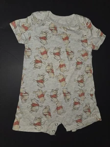 Disney Baby Grey/Red/Tan Winnie The Pooh Cotton/Poly Knit Romper 6-9 Months - Picture 1 of 3