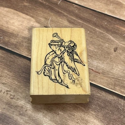 Hero Arts F5795 2013 ángel con cuerno montado en madera sello de goma vacaciones Foto 1 de 4