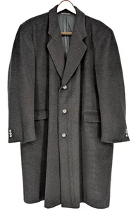 di Silver Mens Cashmere Blend Coat 52" Chest 50" Length Black Italian Fabric VTG - Picture 1 of 12