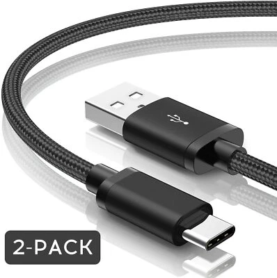 For Samsung Galaxy A21 Charger 2 Pack 6FT USB Type C Fast Charging Cable Nylon  - Image 1 of 4