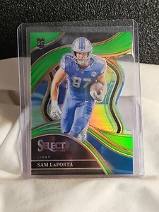 Sam LaPorta Panini Select Club Level 2023 verde neón Prizm troquelado SP RC/499 - Imagen 1 de 5