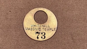 Vintage Masonic Brass Identification Keyring Tag Whitehall MI Masonic Temple #73 - Picture 1 of 4