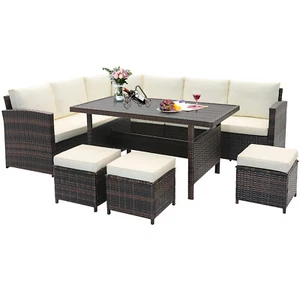 Patio 7 PCS Furniture Set Rattan Sectional Conversation Sofa Coffee Table Porch - Picture 1 of 9