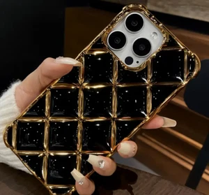 Diamond Grid Electroplated Airbag Anti-fall Protective Apple iPhone Case Cover - Picture 1 of 5
