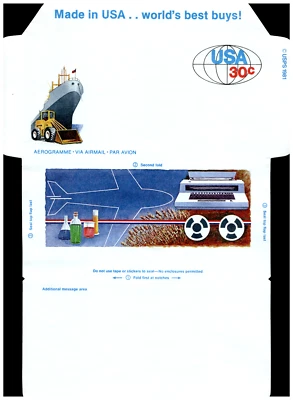 (3) US 1981-1982-1984 -Celebrate America -World Communication-Made US Aerogramme - Image 1 of 3