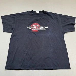 VTG STOP ANIMAL TESTING THEY'RE STUPID & GIVE WRONG ANSWERS T SHIRT XL 90s - Picture 1 of 8