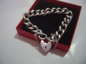 sehr Vintage - massives dickes sehr schweres klobiges Armband Herzschloss 7,2"- 49 Gramm - Bild 1 von 14