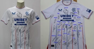 2023-24 Rangers Shirt Signed by 32 past & present  + COA & Complete Map (24358) - Picture 1 of 4