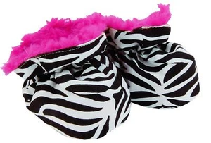 Baby Girl Zebra Print Reversible Baby Booties, Zahara Zebra/Pink Swirl, 0-6 M - Picture 1 of 1