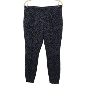 Nanette Lepore Velvet Animal Print Black Pull-On Crop Ankle Skinny Pants Large - Picture 1 of 7