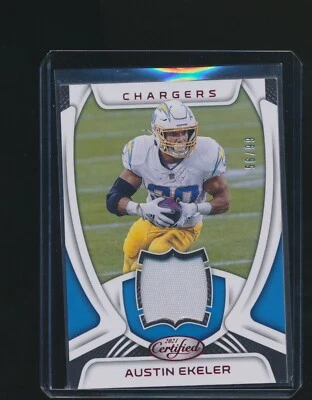 AUSTIN EKELER 2021 PANINI CERTIFIED MATERIALS RED PARALLEL JERSEY 56/99 - Image 1 of 2