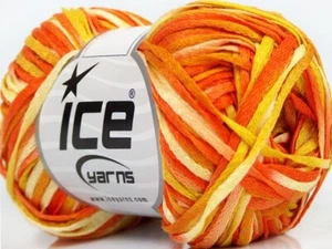 Orange Cream Yellow Violino 37465 Ice Yarns Skinny Net Ribbon Yarn 50gr 109yd - Picture 1 of 7