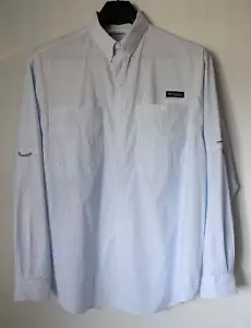 CAMICIA COLUMBIA PFG SUPER TAMIAMI BIANCA BLU A QUADRI MANICA LUNGA ROLL TAB UOMO XL - Foto 1 di 11