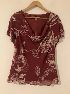 Jacques Vert Size 20 Dark Red Polyester Top Cowl Neckline Short Sleeves - Picture 1 of 6