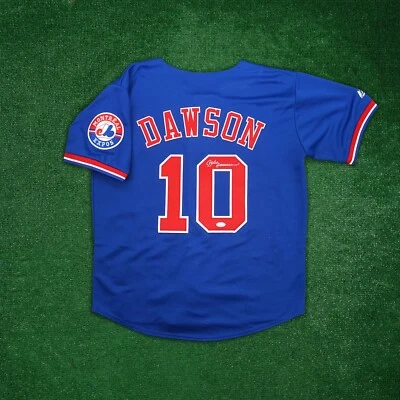 Andre Dawson signed Montreal Expos Alternate Blue Jersey w/ Team Patch JSA - Image 1 of 4