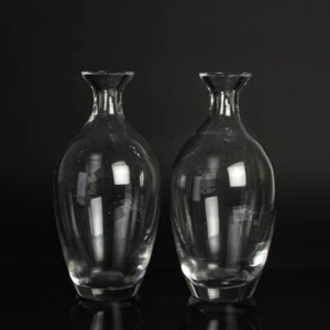 Murano Glas Vase 2 Stück klar Cenedese venezianische Glaskunst Italien - Imagen 1 de 8