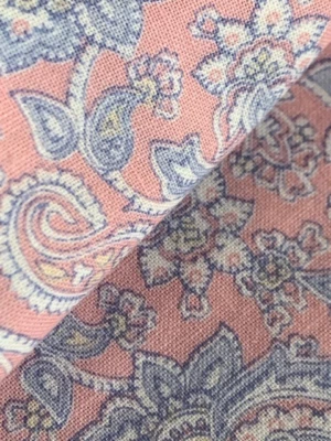 Vtg JOAN KESSLER  Concord Fabric Quilting Cotton 63X42 Blue PAISLEY Pink Chic - Image 1 of 4