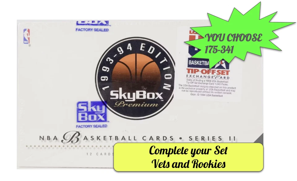 1993-94 SKYBOX PREMIUM BASKETBALL CARDS YOU CHOOSE 175-341 Complete Your Set - Image 1 of 1