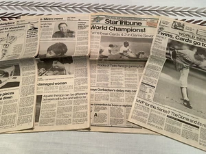 Minnesota Twins 1987 WORLD CHAMPIONS -STAR TRIB NEWSPAPER 4 SECTIONS - Picture 1 of 11