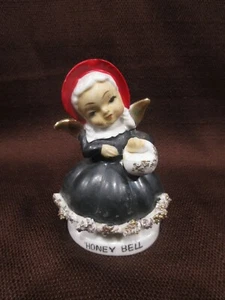 Vintage Porcelain " HONEY BELL " ANGEL Bell Figurine w/ Gold Tone Accents 3.5" H - Picture 1 of 9