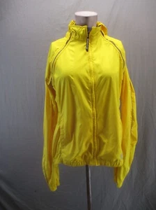 NOVARA Size L Womens Yellow Full Zip Stand Collar Pocket Cycling Windbreaker 014 - Picture 1 of 9