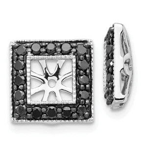 Lex & Lu 14k White Gold Black Diamond Square Jackets Earrings LAL831 - Picture 1 of 2